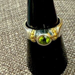Lagos Sterling and 18k Gold Peridot Ring, Size 7.